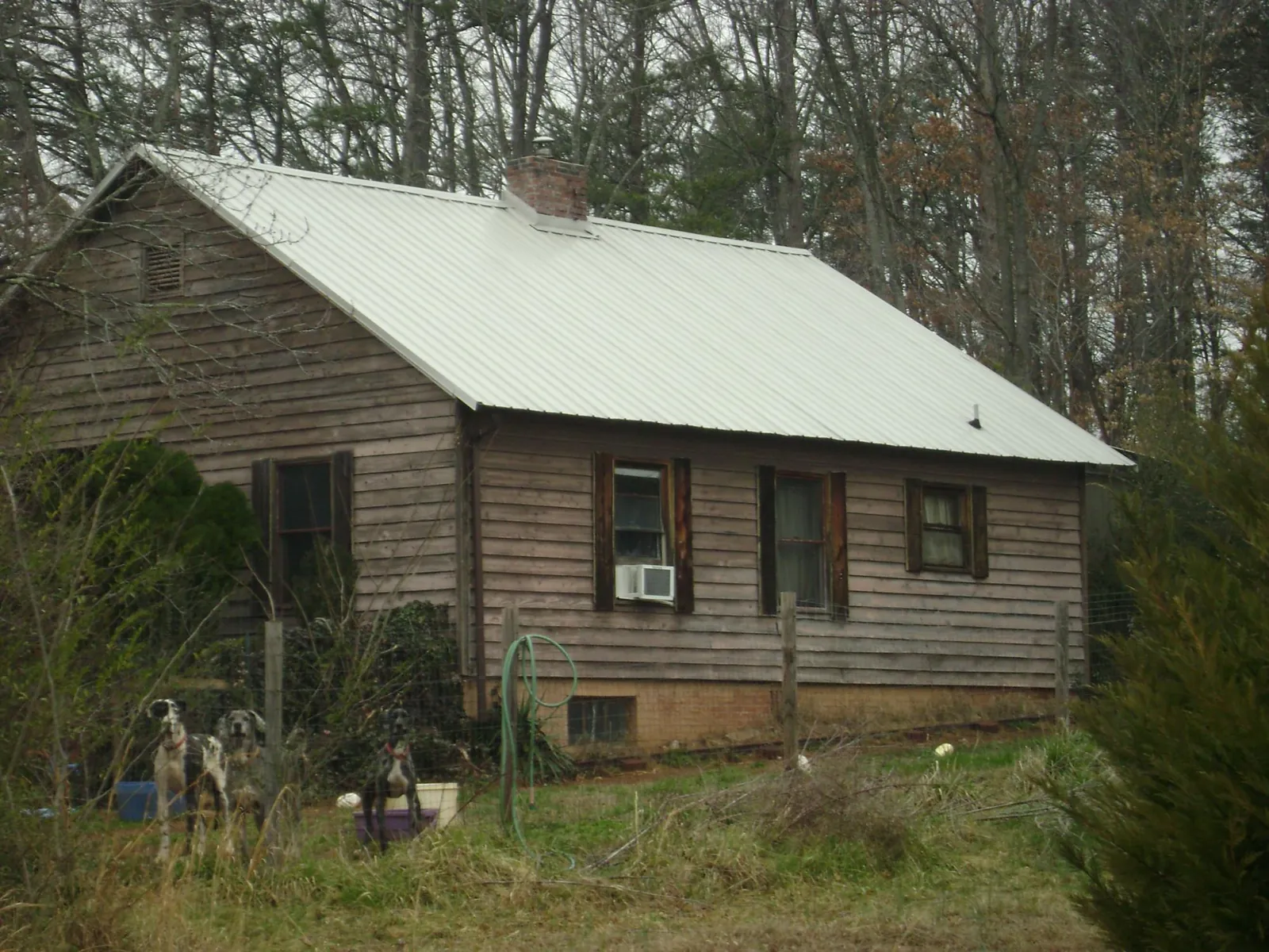 White metal roof on an old wood sided farmhouse, from a Metal Roof Installation job in Port Richey